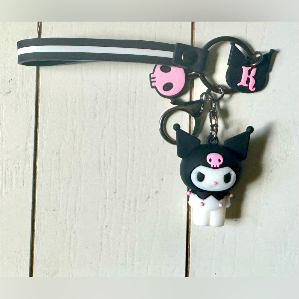 Kuromi Keychain Bag Charm with Wristlet NIP Hello Kitty & Friends